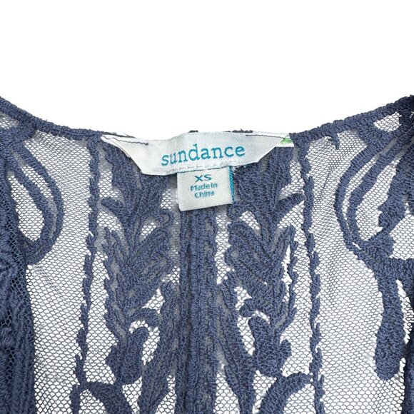 Sundance Freesia Bloom Sheer Embroidered Open Cardigan Dust Blue, Size XS - Picture 5 of 6